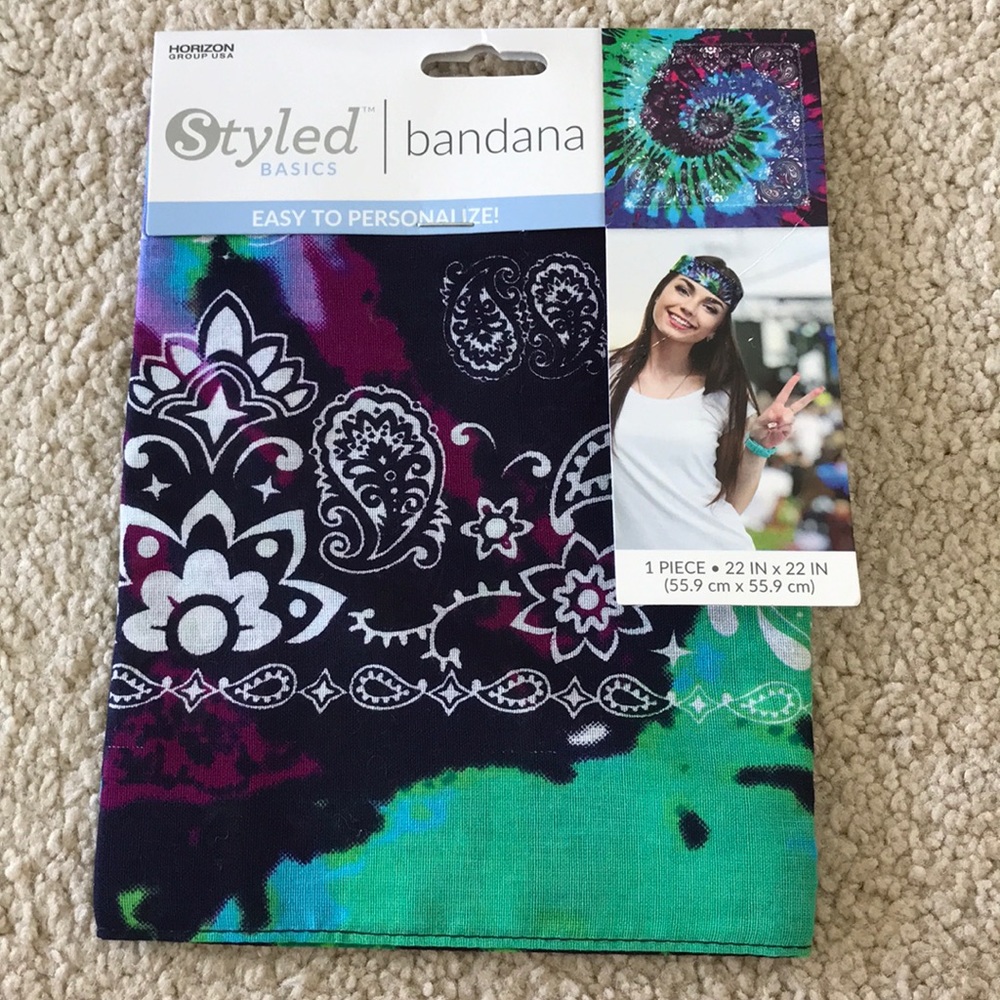 Tie dye purple green bandanna Cotton new